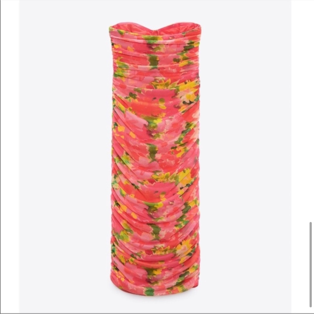 Zara ruched draped floral midi dress Size M